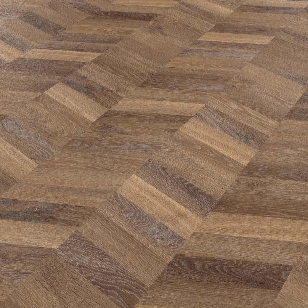 Karndean Knight Tile Gluedown - 9" x 48" Mid Limed Oak Chevron CH-KP96