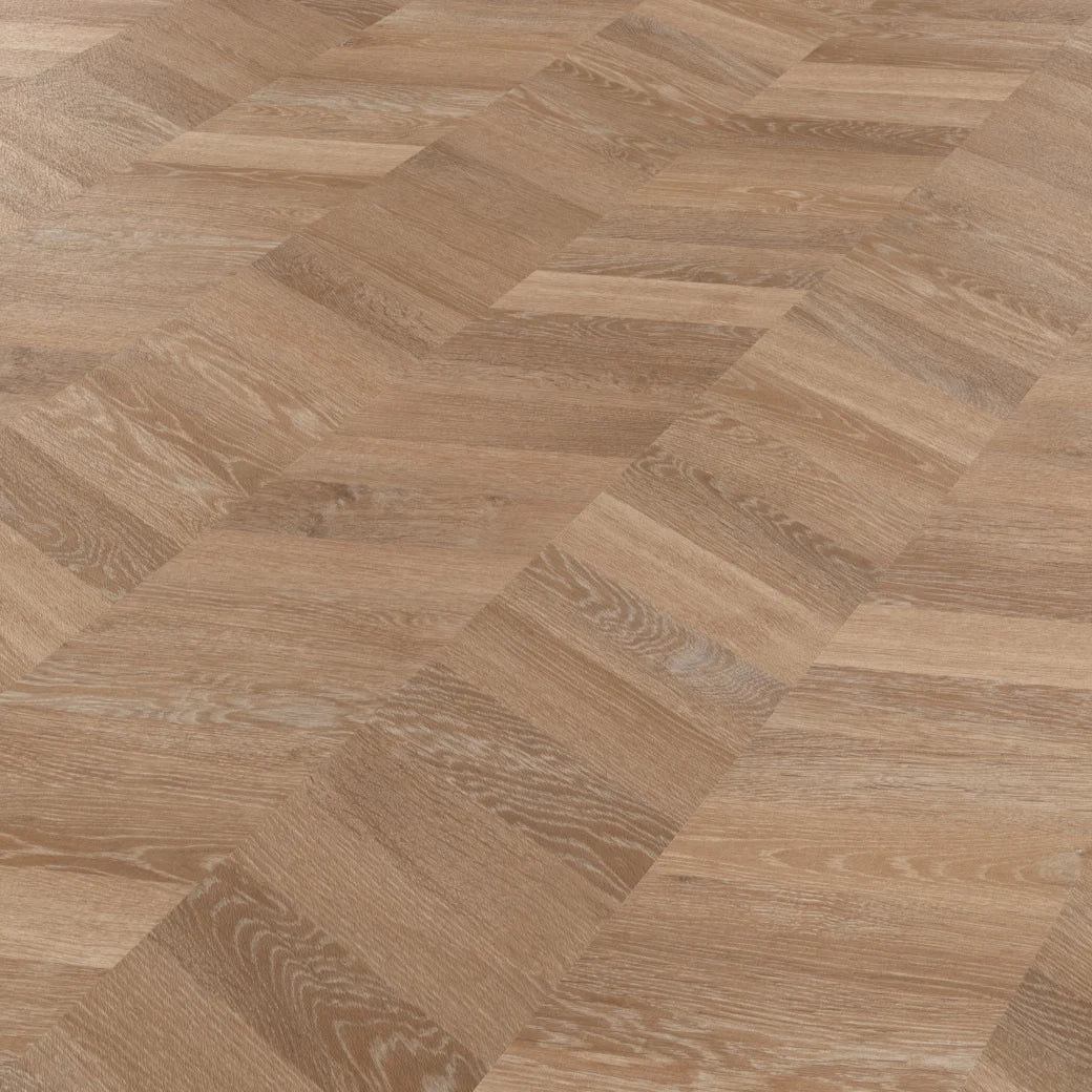 Karndean Knight Tile Gluedown - 9" x 48" Pale Limed Oak Chevron CH-KP94
