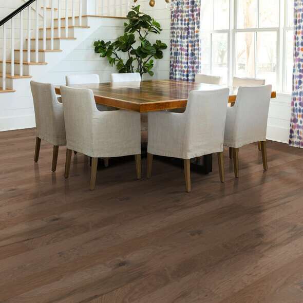 Pebble Hill Hickory, which warms rooms with its rich grain and hand-scraped texture, has proven so popular we've added another width plus three new colors. Hickory has inherent strength and durability, which make Pebble Hill a fantastic flooring choice. Made in the USA.