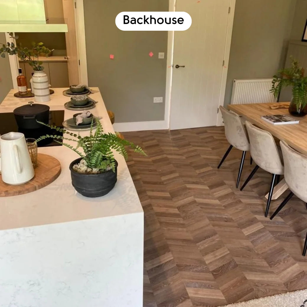 Karndean Knight Tile Gluedown - 9" x 48" Pale Limed Oak Chevron CH-KP94