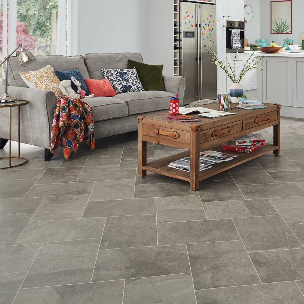 Karndean Knight Tile Gluedown - 12" x 18" Grey Riven Slate ST16