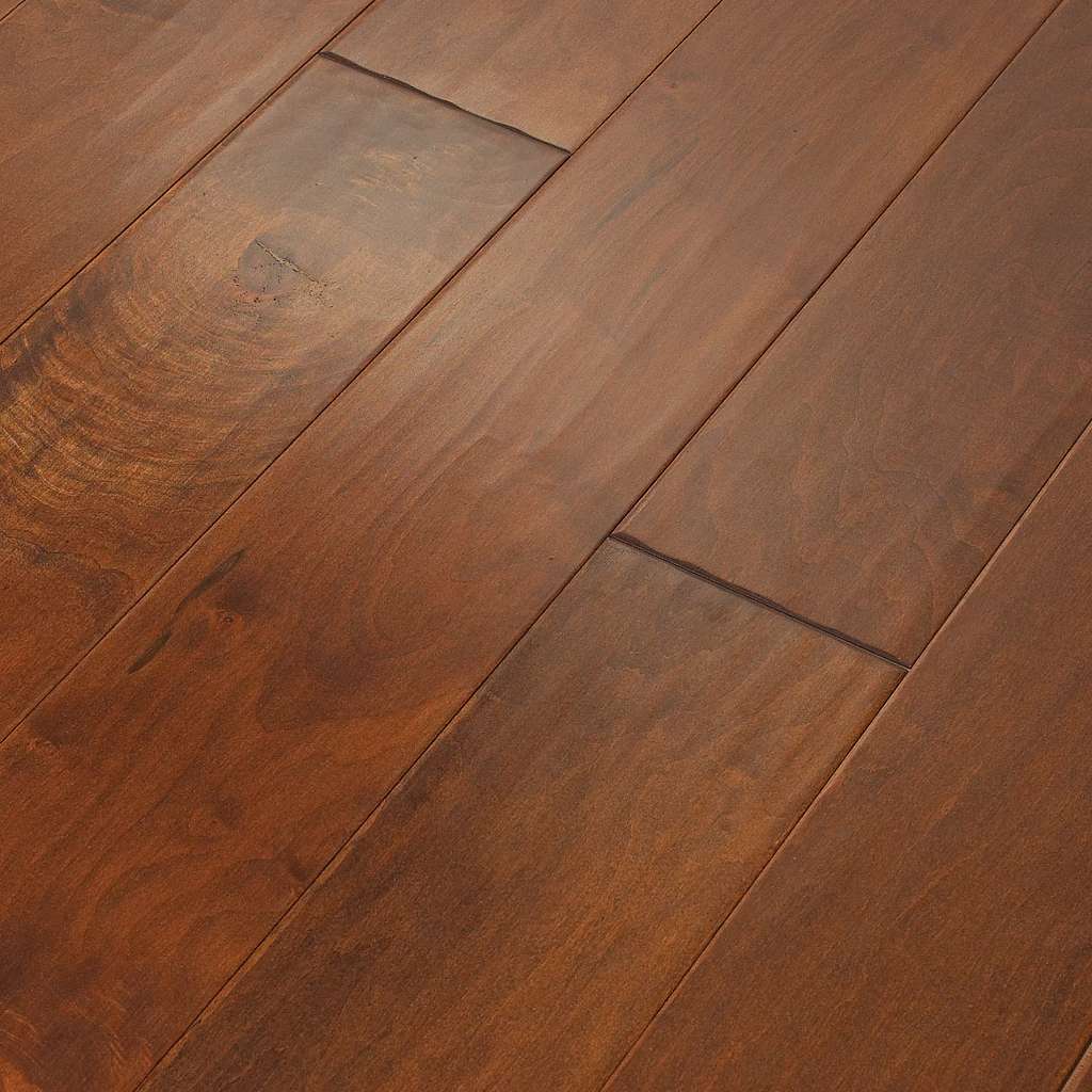 Subtle scraped maple flooring in bold, rich colors. Also available in a smooth surface version, Ocala.