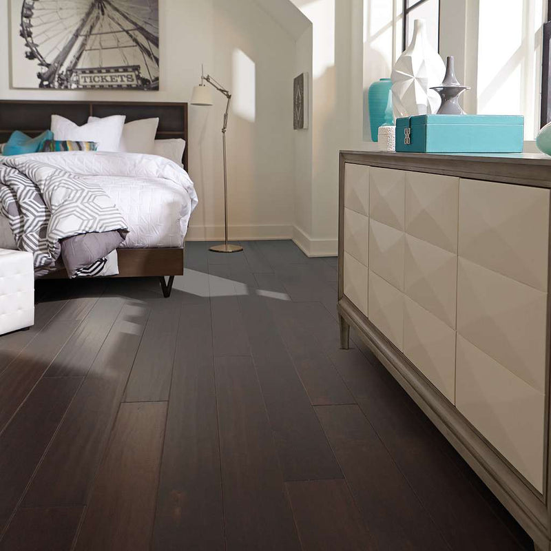 Subtle scraped maple flooring in bold, rich colors. Also available in a smooth surface version, Ocala.