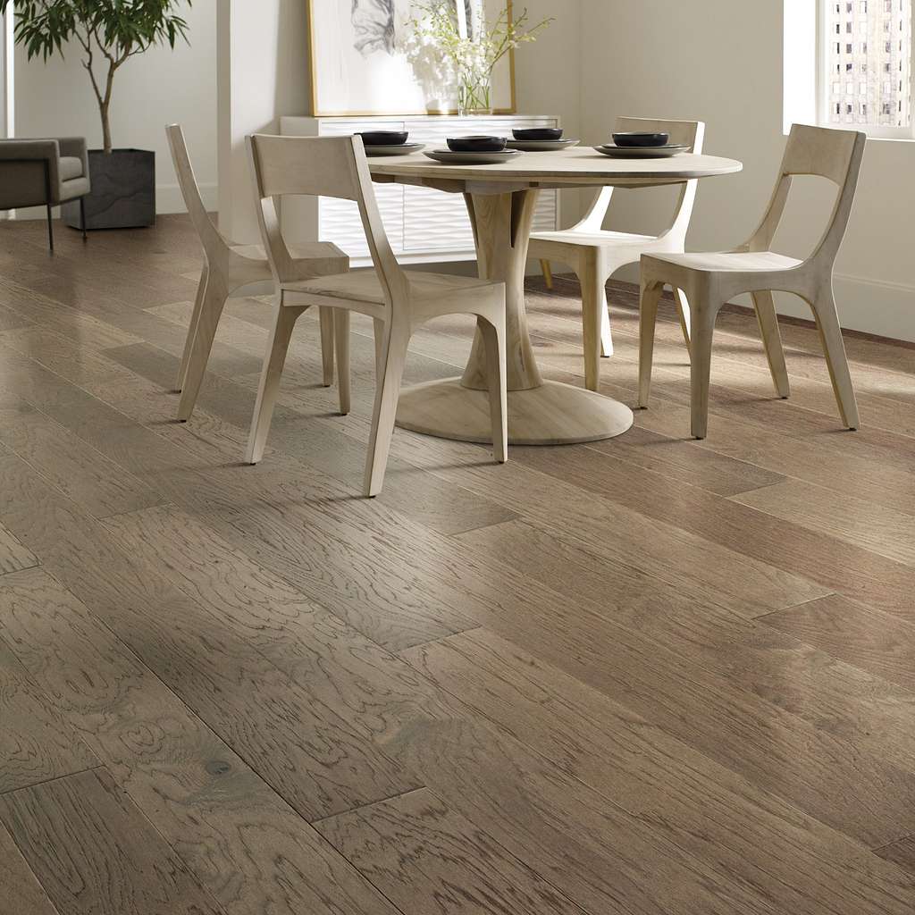 Subtle wirebrushing lets the natural beauty of hickory shine through with High Plains 6 3/8 Hardwood from Shaw Floors.