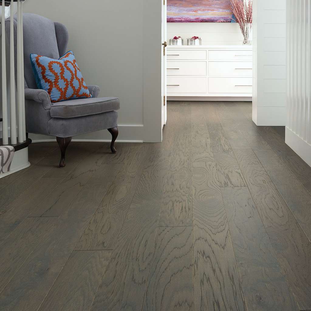 Subtle wirebrushing lets the natural beauty of hickory shine through with High Plains 6 3/8 Hardwood from Shaw Floors.