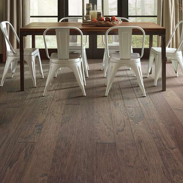 Pebble Hill Hickory, which warms rooms with its rich grain and hand-scraped texture, has proven so popular we've added another width plus three new colors. Hickory has inherent strength and durability, which make Pebble Hill a fantastic flooring choice. Made in the USA.