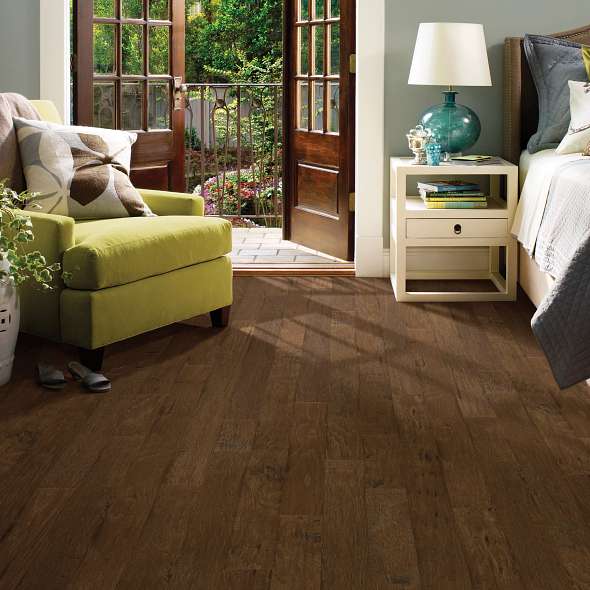 Pebble Hill Hickory, which warms rooms with its rich grain and hand-scraped texture, has proven so popular we've added another width plus three new colors. Hickory has inherent strength and durability, which make Pebble Hill a fantastic flooring choice. Made in the USA.