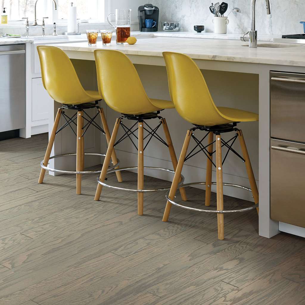 Classic hardwood flooring in both traditional and modern colors. This oak hardwood floor showcases the charm and natural beauty of hardwood, accentuated with a wide range of character. Offered in 3 1/4" and 5" widths.