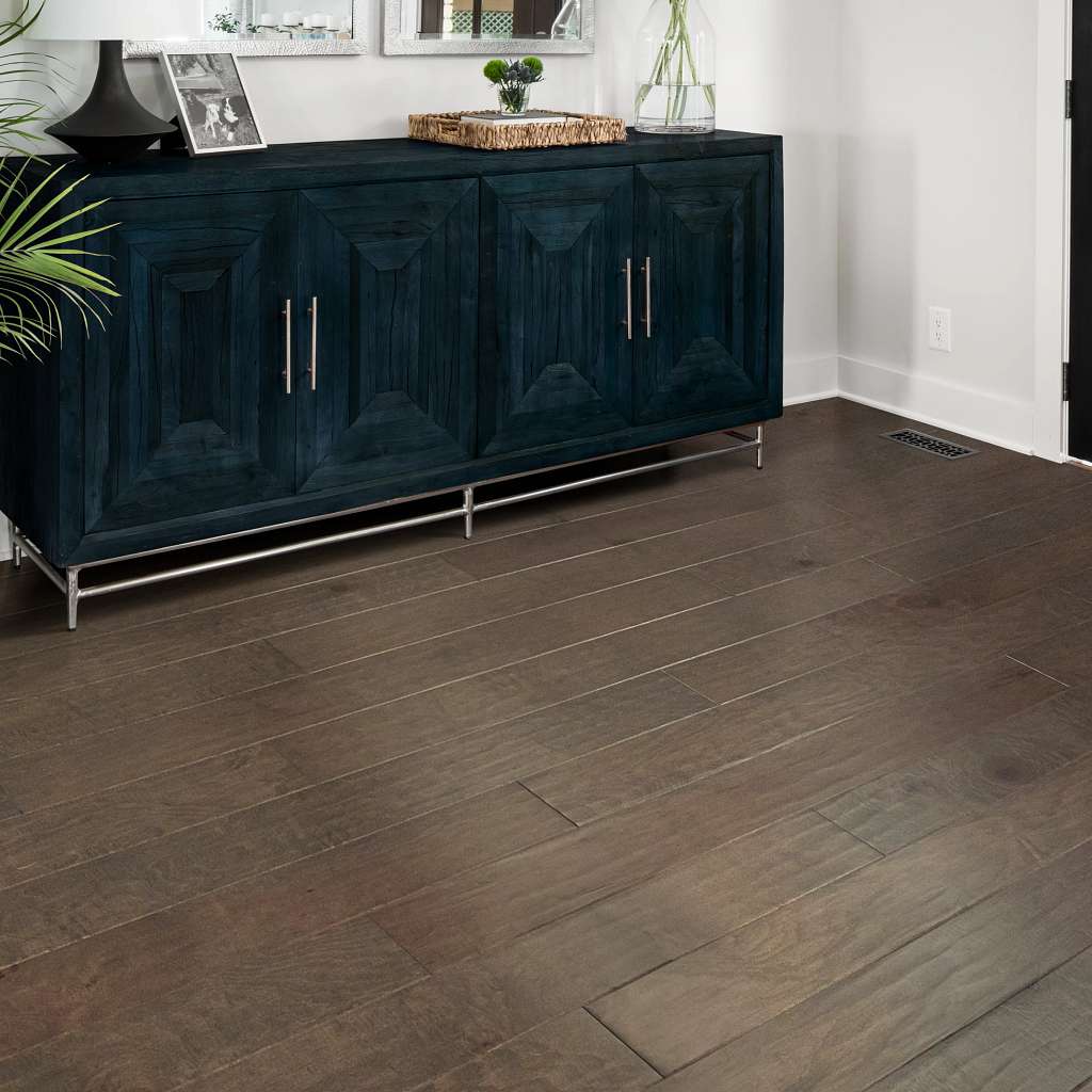 Subtle scraped maple flooring in bold, rich colors. Also available in a smooth surface version, Ocala.